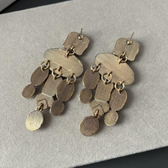 Revival Gold Hammered Orange Chandelier Earrings