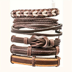 10/20pcs Braided Leather Bracelet Set for Men & Women