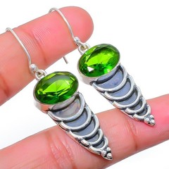 Burmese Peridot Gemstone 925 Silver Plated Jewelry Earring 2.0″ (3815)