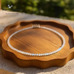 White Moonstone Choker Flashy Glow Crystal Neck Jewelry June Birthstone Spirital