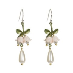 Luxury Orange Lily Of The Valley Earrings Vintage Pearl Plant Flower Party Gift