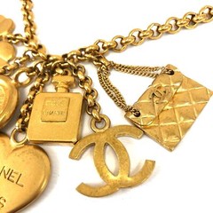 CHANEL Icon Charm Coco Mark Quilted Bag Heart Gold Plated Women’s 50cm Chain