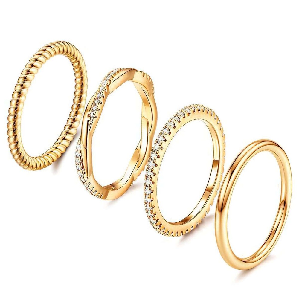 Fashion Stacking Ring Set, Handmade Band Ring Gold/ Silver Ring Size 6,7,8,9,10