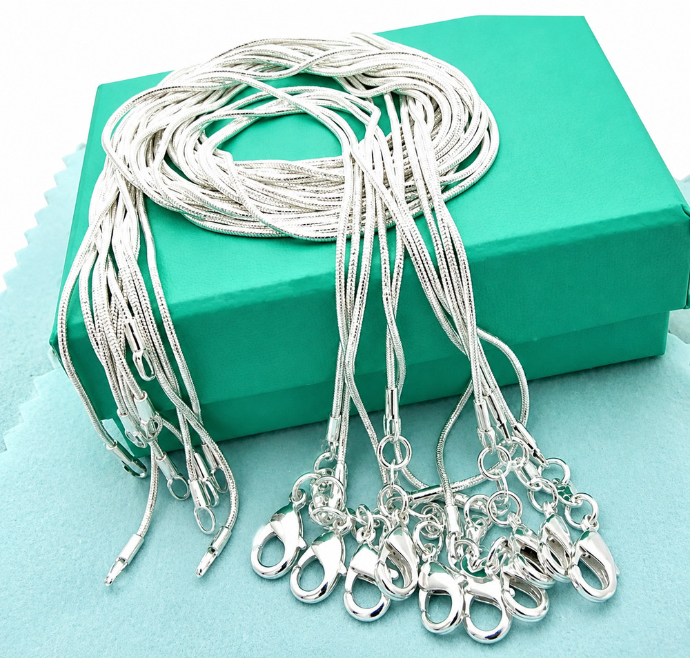 10PCS wholesale 925 sterling solid silver 1MM 16-30inch snake chain necklace