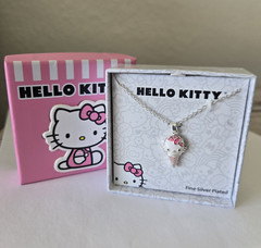 Hello Kitty Jewelry Fine Silver Plated Ice Cream Cone Charm Pendant Necklace NIB