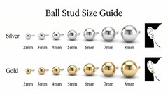 14K White / Yellow Gold Minimalist Round Ball Butterfly Push Back Stud Earrings