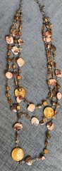 Chico’s Warm Brown Shell And Icy Beaded Multi Strand Statement Necklace