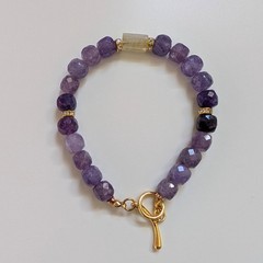 Amethyst and Citrine Bracelet, Natural Stone Bracelet, Handmade Gemstone Jewelry
