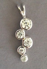 Channel Set Stack Cubic Zirconia Pendant 18″ chain Genuine .925 Sterling Silver