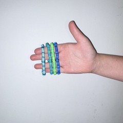 Set of 4 Multicolor Plastic Round Beaded Stretch Stackable Bracelets