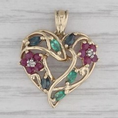 Round Cut Simulated Ruby Women’s Stunning Heart Pendant 14K Yellow Gold Plated