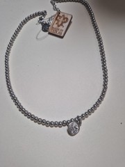 Pink Panache Austrian Crystal Bead Necklace Silver Tone Cushion Cut Drop Texas..