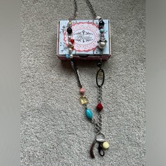 Plunder Madeline Necklace PN 1437 Multicolor Charm Beaded Cable Chain Silver