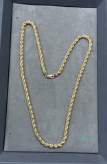 14k Solid Gold Diamond Cut 4mm Rope Chain 24” Inches