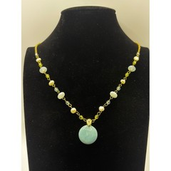 Sonoma Life Style Genuine Stone Pearl Gold Tone Beaded Pendant Necklace 17in