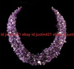 Handmade Noble 5-8mm natural amethyst crushed stone 4 row necklace 17-20“