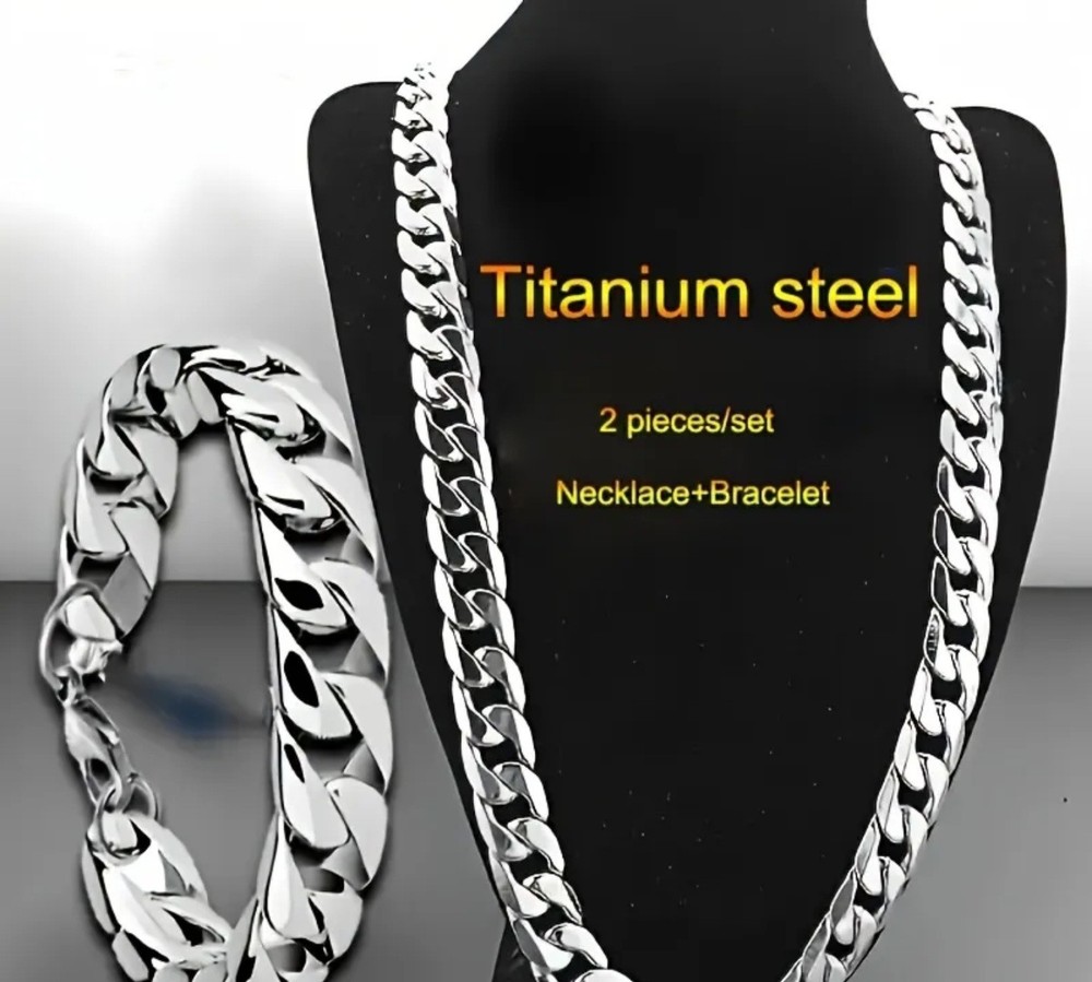 Necklace and Bracelet Set. Titanium Steel