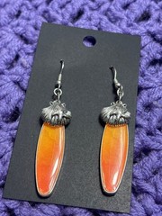 Retro Beachy Dangle Earrings Silvertone Shell Starfish Orange Gradient 2 inches