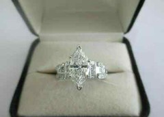 3Ct Marquise Cut Simulated Diamond Engagement Ring 14K White Gold Plated Silver