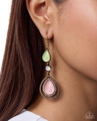 Paparazzi Dramatic Dive – Multi – Green , Peach Bead – Topaz & White Rhinestones