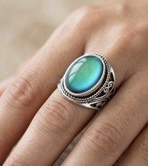 Mojo Silver Multicolor Oval Mood Band Ring Size 8 Retro Fashion Jewelry