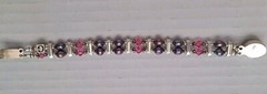 Pink Purple Amethyst Swarovski Crystal Silver Bracelet Stretch G Initial 6 in