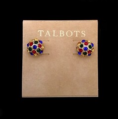 Talbots Gold Tone w/Yellow, Red, Blue & Green Cut Crystals Stud Earrings