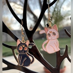 🌙 🐈‍⬛ Sailor Moon Luna & Artemis cat drop earrings anime cartoon kawaii