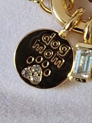 Charm Bar Gold Plated Customizable Pet Dog Necklace W/6 Charms & Trunk Box