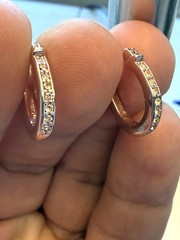 Coach Rose Gold Plated Pavé Cubic Zirconia Huggie Hoop Earrings Hinged