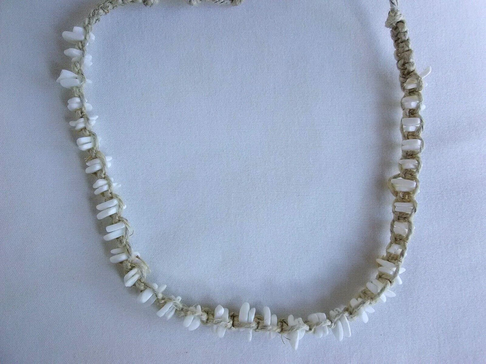 Seashell Braided Hemp Surfer Boho Necklace Ethnic Tribal 18″ Gift US Seller New