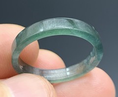 Video Certified Natural Green A Jadeite Jade Round Circle Ring NO. 7 # 420313 VS