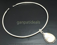1pcs Dendrite Opal Choker Pandant Necklace Set Beautiful Flexible & Easy to Wear