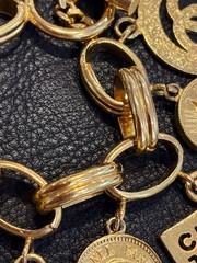 CHANEL Bracelet Bangle AUTH Coco Mark chain Logo Vintage Rare GOLD Icon 28 F/S