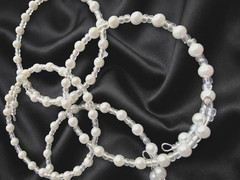 Ivory Cloud Pearl Beaded Bangle Bracelet Set Handmade Jewelry