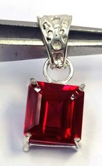 21 Ct Natural Red Ruby Emerald Cut Certified 925 Sterling Silver Free Chain 6FGT
