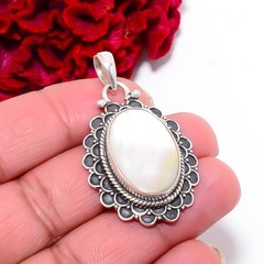 Mother Of Pearl – Australia Handmade 925 Sterling Silver Pendant 1.76″ P99956