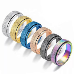 Stainless Steel Gold Plated Multicolor Spinner Wedding Ring Unisex, Women, Men