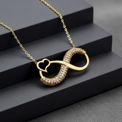 1ct Round Simulated Diamond Valentine Infinity Heart Pendant14K Yellow Gold Over