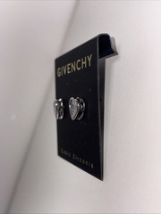 Givenchy Cubic Zirconia Heart Silver Time Earring Studs- NEW