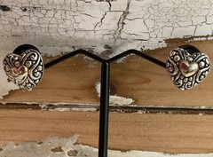 Retired Brighton Puff Heart Engraved Earrings