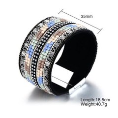 19.5cm Alloy PU Leather Magnet Clasp Band Bohemian Women’s Jewelry Brand New