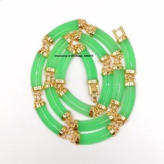 New Heated Light Green Jade 8mm Rectangle Yellow Plated Neacklace 20inch ForHer