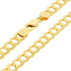 14K Yellow Gold Solid 1.5mm-12mm Cuban Curb Chain Link Pendant Necklace 16″- 30″
