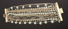 Vintage Signed Kenneth Cole NY 16- Strand Statement Link Bracelet Y2K Boho Gold