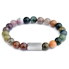 1 pc Natural Stone Bead Bracelet Tiger Eye Lava Stainless Steel