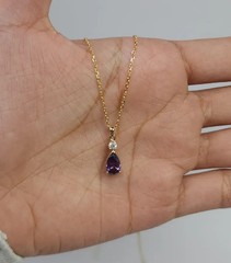 2.10Ct Pear Cut Simulated Amethyst Stunning Charm Pendant 14k Yellow Gold Plated