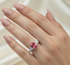 simulated Pink Sapphire Ring, Brass Gold Alloy , Birthday Gift Her, Women Ring