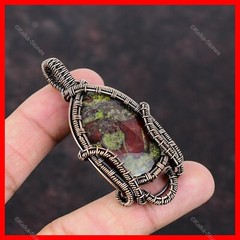 Oval Dragon Bloodstone Gemstone Daughter Wire Wrapped New Pendant Jewelry Copper