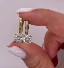 3Ct Round Cut Simulated Diamond Drop Clip On Earring In 14K Yellow Gold Plated